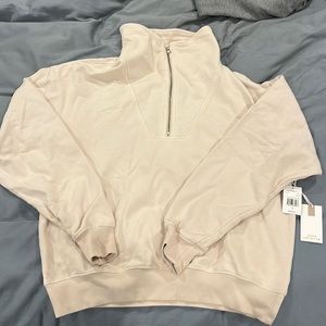 Good American pullover half zip in bone color, size 2 NWT